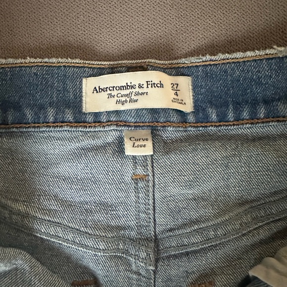 Abercrombie & Fitch Blue Jean Shorts Distressed Frayed Hem - Picture 3 of 3